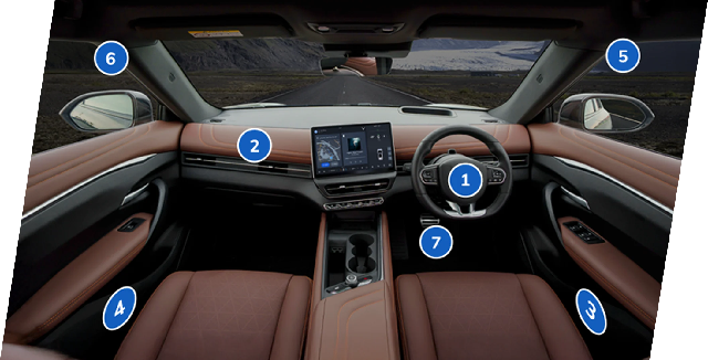 interior vinfast vf 7 - terdapat 7 air bag